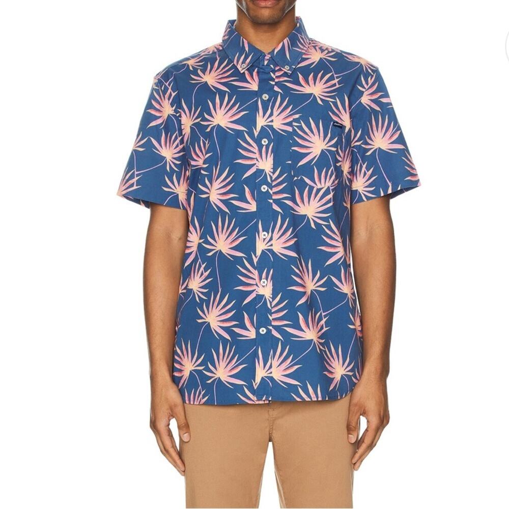 Chubbies Men’s Short Sleeve Button Down Shirt Bird of Paradise Size M
